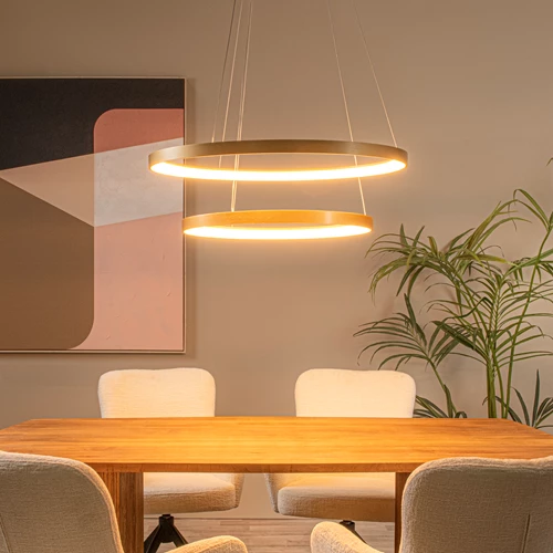 Lucide VIDAL - Hanglamp - Ø 78 cm - LED Dimb. - 1x92W 2700K - Mat Goud / Messing | Premium - sfeer 1